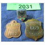 Vintage post office badge and other medals