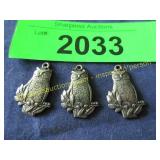 Three vintage advertising Owl coffe pendants