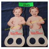 Two vintage advertising finger fans