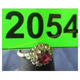 Sterling ruby & topaz ring