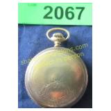 Antique gold fill decorated pocket watch hunting