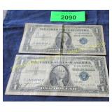 Two silver certificates paper money