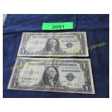 Two silver certificates paper money