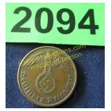 1937 German coin with swastika