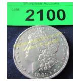 1880 O uncirculated Morgan dollar