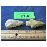 Two Native American Indian artifact arrowheads