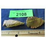 Two Native American Indian artifact arrowheads