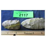 Two Native American Indian artifact arrowheads