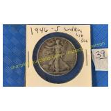 1946 -S walking liberty 50 cent piece