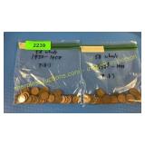 2 bags -  50 wheat pennies 1940-58 P-D-S qty 2