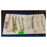 Assorted necklaces, bracelet, earrings