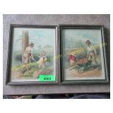 2 vintage nursery rhyme pictures