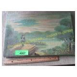 antique oil painting with soldier