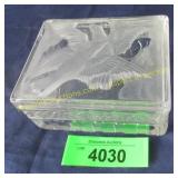 Vintage glass covered jewelry box with love birds