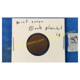 Mint error blank planchet penny