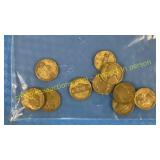 10 Jefferson silver nickels 1942-1945