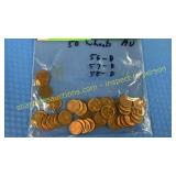 50 wheat pennies -56D, 57D, 58D- av