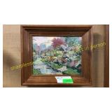 Framed needlepoint art