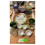 A&W mug, Longaberger cups, misc