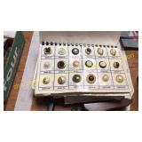 Vintage carded buttons, stands