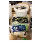 Boxes of security tags, mop heads