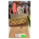 Rollable chess board, assorted game things, misc