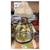 Mirror Accent tray, table  lamp, misc