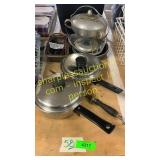 2 pots, loaf pans, misc