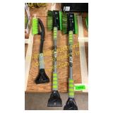 3 snow scrapers with brushes