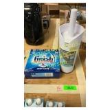 Finish dishwasher tablets, toilet bowl brush