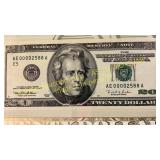 1998 low number UNC $20 note