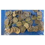 60 Jefferson nickels 1939-1949