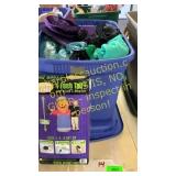 Tote of Halloween costumes and miscellaneous