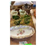 Coffee grinder and carnival glass, glassware