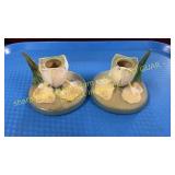 Roseville candle holders (1 pair)
