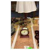 Wooden clock and table lamp
