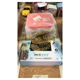 Memory foam slippers, chlorinating tablets