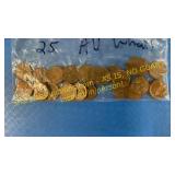 25 AU wheat pennies