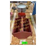 Metal can, wooden basket, miscellaneous