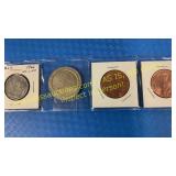 3 foreign coins, token