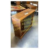 Small cabinet w/ glass shelves & sliding doors