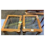Wood framed side tables w/ glass tops (BIDX2)