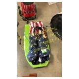 Folding chairs n bags, sled