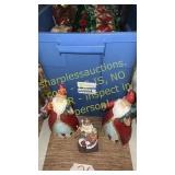 Tote of Christmas items and miscellaneous