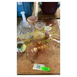 Pink and assorted glassware
