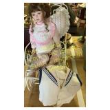 Porcelain Doll in Chair with Vintage outfit