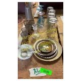 Decanter set and Assorted glassware