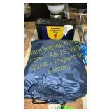 Lantern, battery and air bed mattress