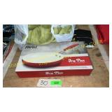 Green blankets, fry pan, inflatable stool