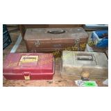 3- old pal tackle boxes and cabinet